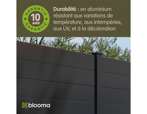 Lame de clôture aluminium gris anthracite NEVA 179,1 x 15,5 x 2,1 cm - Blooma - Brico Dépôt