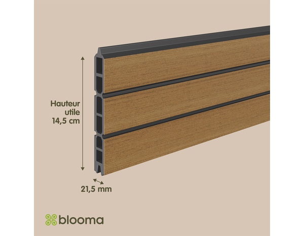 Lot de 3 lames clairevoie composite marron NEVA 179,1 x 15,7 x 2,15 cm - Marque BLOOMA - Brico Dépôt