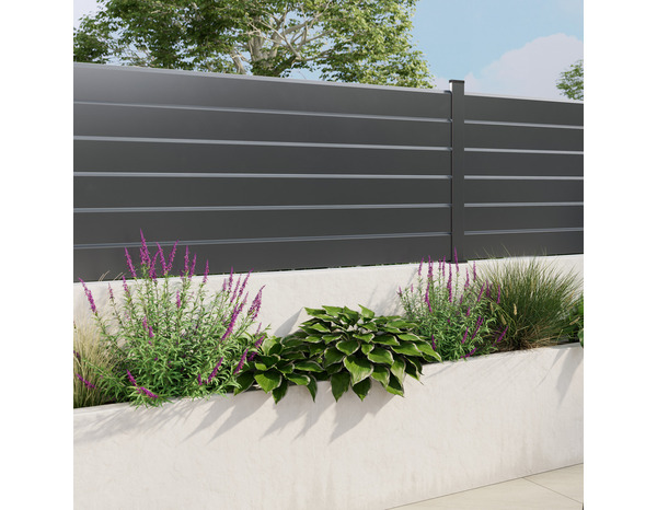 Lame de clôture aluminium persienne gris foncé NEVA 179,1 x 15,3 cm - Blooma - Brico Dépôt