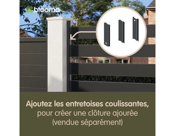 Lame de clôture aluminium gris anthracite NEVA 179,1 x 15,5 x 2,1 cm - Blooma - Brico Dépôt
