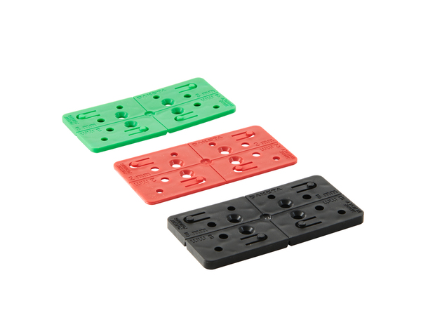 Kit de fixation terrasse 60 cales plastique durable rouge vert noir 2 / 3 / 5 mm - Brico Dépôt