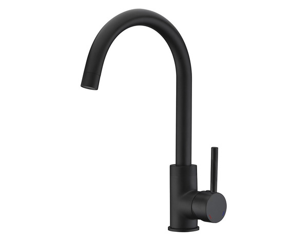 Mitigeur haut de cuisine noir mat avec bec tube mobile ILO - Edouard Rousseau - Brico Dépôt