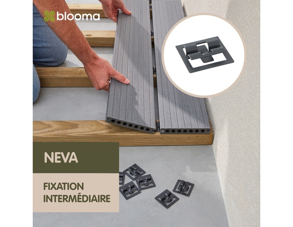 Kit de fixation terrasse acier inoxydable noir 50 clips NEVA 1,9 m² - Marque BLOOMA - Brico Dépôt