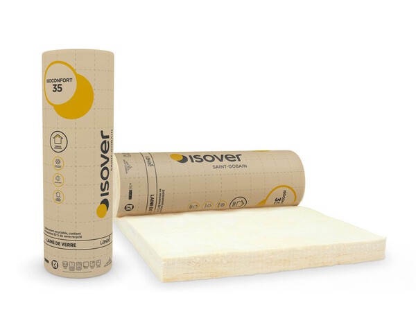 Rouleau laine de verre kraft 220 mm combles aménagés 35 R: 6,25 - 2,8 x 1,2 m - Isover - Brico Dépôt