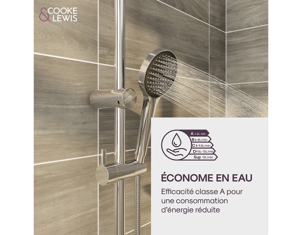 Colonne de douche mécanique chrome ODALIA - Dim. H. 117, l. 28,6, P. 33,5 cm - Cooke and Lewis - Brico Dépôt