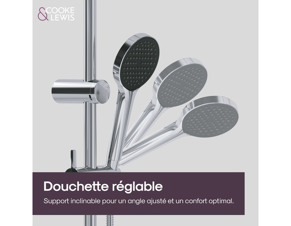 Colonne de douche mécanique chrome ODALIA - Dim. H. 117, l. 28,6, P. 33,5 cm - Cooke and Lewis - Brico Dépôt