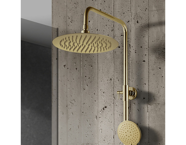 Colonne de douche mural thermostatique or brossé 110 x 26 x 46 cm - Cooke and Lewis - Brico Dépôt