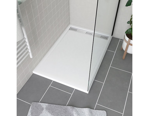 Receveur de douche rectangulaire blanc évacuation linéaire 80 x 120 cm - Brico Dépôt