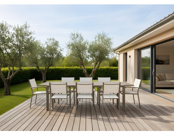 Fauteuil de jardin empilable aluminium greige - Brico Dépôt