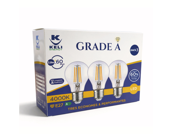 Lot de 3 ampoules LED E27 806 lm 60 W - Brico Dépôt