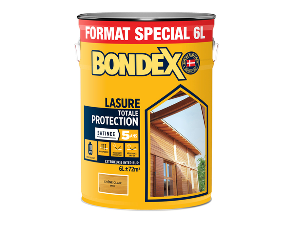 Lasure bois extérieur chêne clair satin hydrofuge 6 L - Bondex - Brico Dépôt