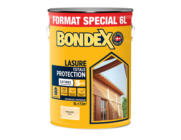 Lasure bois extérieur incolore satin hydrofuge 6 L - Bondex - Brico Dépôt
