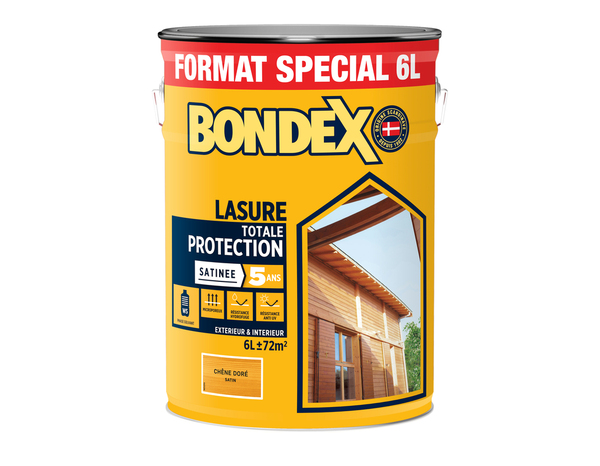 Lasure bois extérieur chêne doré satin hydrofuge 6 L - Bondex - Brico Dépôt