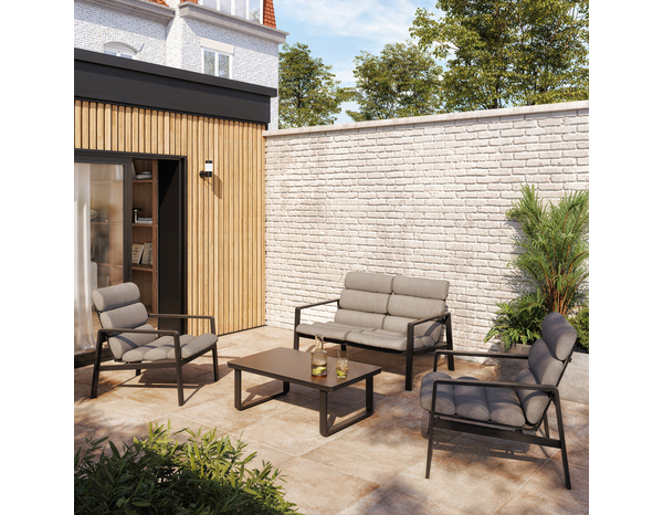 Salon de jardin 4 places acier gris TILIO - Marque BLOOMA - Brico Dépôt