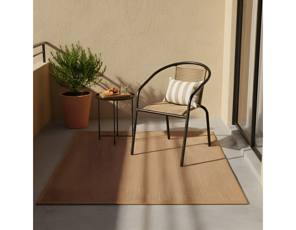 Fauteuil acier noir assise en cordage marron clair style rotin - Brico Dépôt