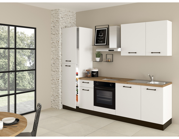 Cuisine équipée blanc mat électroménager inclus LUNA 270 cm - Brico Dépôt