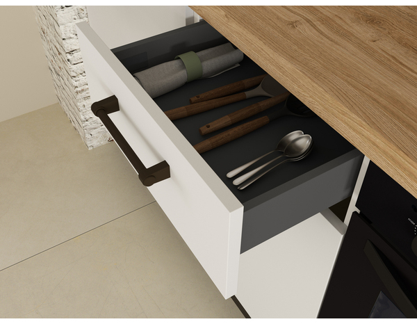 Cuisine équipée blanc mat électroménager inclus LUNA 270 cm - Brico Dépôt