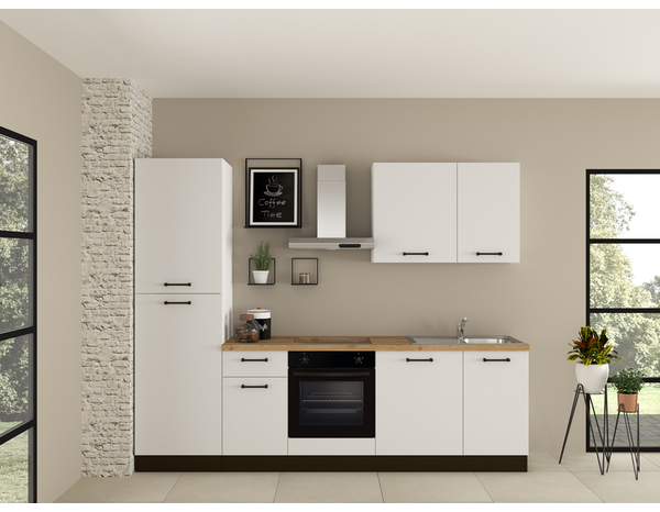 Cuisine équipée blanc mat électroménager inclus LUNA 270 cm - Brico Dépôt