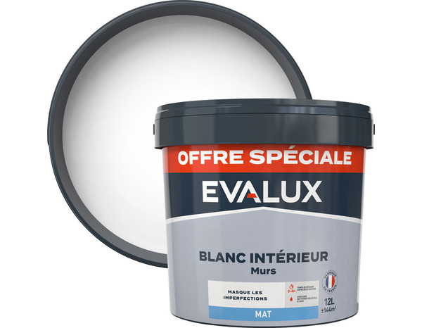 Peinture intérieure blanche mat murs12 L - Evalux - Brico Dépôt