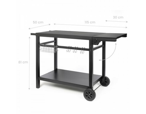 Desserte plancha metal noir avec tablette rabattable pour 2 a 4 bruleurs - Brico Dépôt