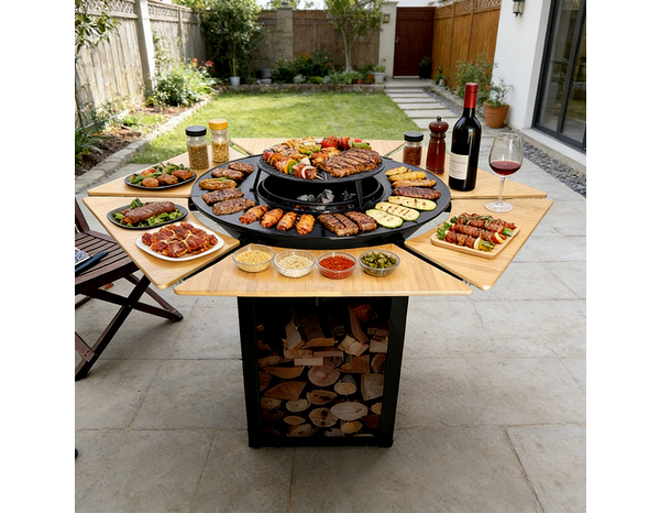 Barbecue table plancha acier bambou pour 6 personnes - Brico Dépôt