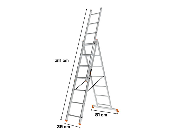 Échelle transformable aluminium 3 x 7 barreaux 4 positions H. 3.97 m - MAGNUSSON - Brico Dépôt