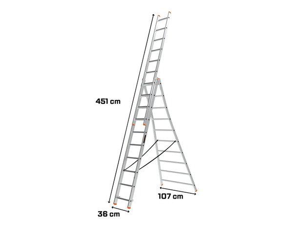 Échelle transformable aluminium 3 x 10 barreaux 5 positions H. 6.47 m - MAGNUSSON - Brico Dépôt