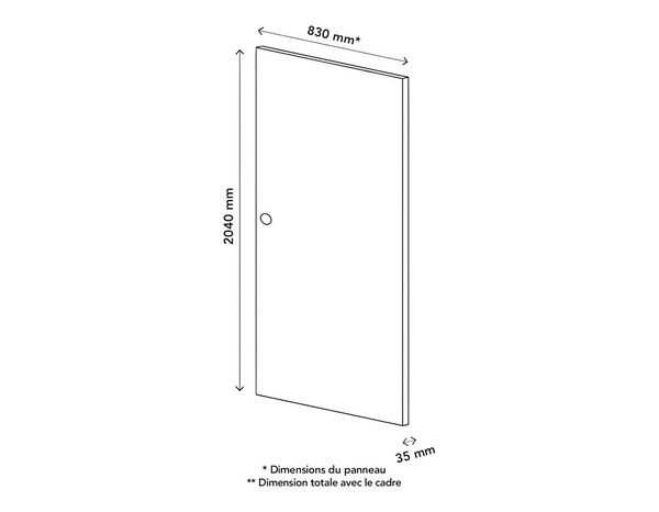 Porte coulissante MDF chêne grisé 204 x 83 cm ép. 35 mm - GEOM - Brico Dépôt
