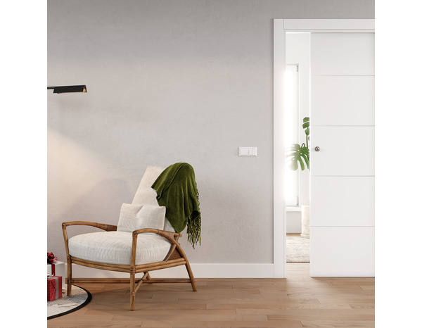 Porte coulissante MDF blanc mat 204 x 73 cm ép. 35 mm - GEOM - Brico Dépôt