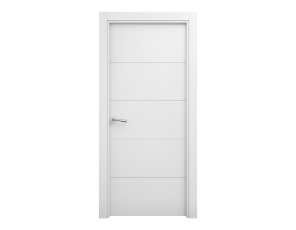 Bloc porte MDF blanc mat poussant droit 204 x 73 cm ép. 35 mm - GEOM - Brico Dépôt