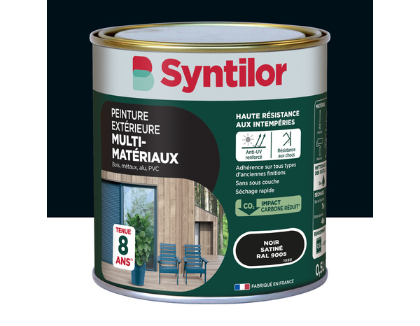 Peinture extérieure multisupport noir satin 0,5 L - Syntilor - Brico Dépôt