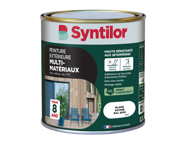 Peinture extérieure multisupport blanc satin 0,5 L - Syntilor - Brico Dépôt