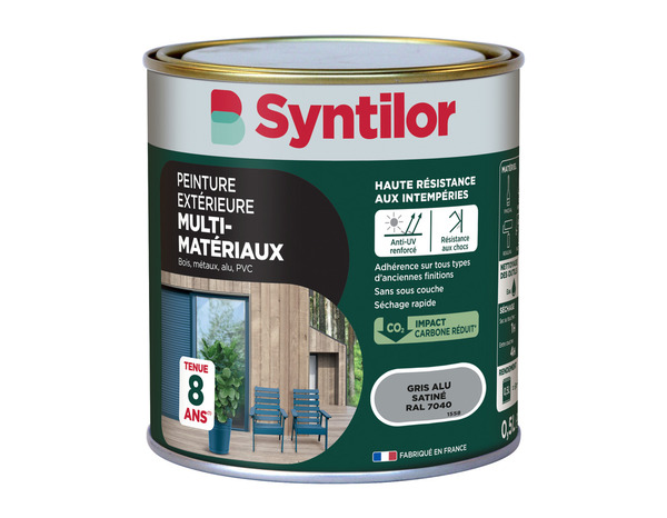 Peinture extérieure multisupport gris alu satin 0,5 L - Syntilor - Brico Dépôt