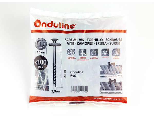 Lot de 100 vis diamètre 3,9 mm longueur 60 mm tête rouge - Onduline - Brico Dépôt