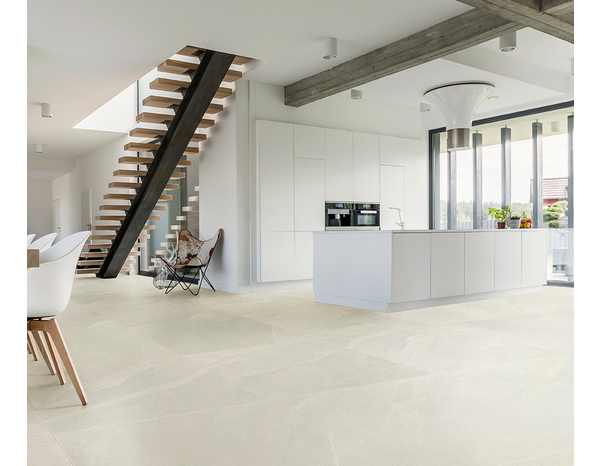 Carrelage sol intérieur grès cérame émaillé beige aspect pierre GEX 80 x 80 cm - Brico Dépôt