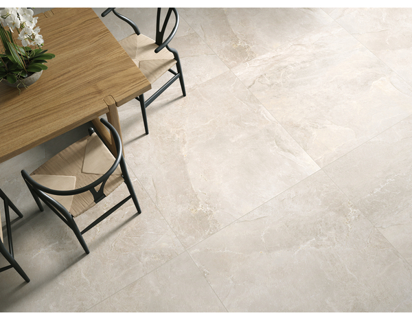 Carrelage sol intérieur grès cérame émaillé beige aspect béton TEMPORIS 100 x 100 cm - Brico Dépôt