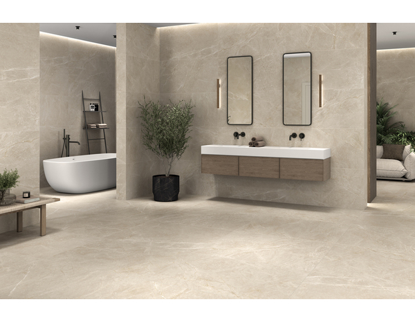 Carrelage sol intérieur grès cérame émaillé ivoire aspect marbre SUPREME 60 x 120 cm - Brico Dépôt