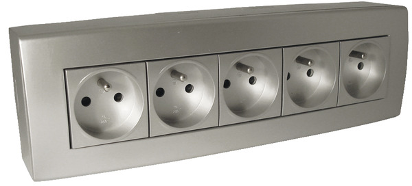 Bloc 5 prises avec terre silver - Brico Dépôt