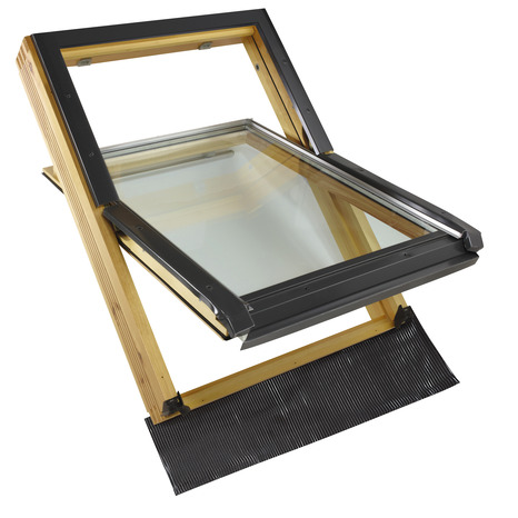 Ensemble fenêtre de toit H. 98 x l.78 cm bois pin + raccord + volet roulant motorisé alu - Brico Dépôt