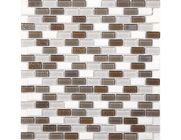 Mosaïque de verre/pierre mix beige/argent - l. 28,6 x L. 30 cm - Brico Dépôt