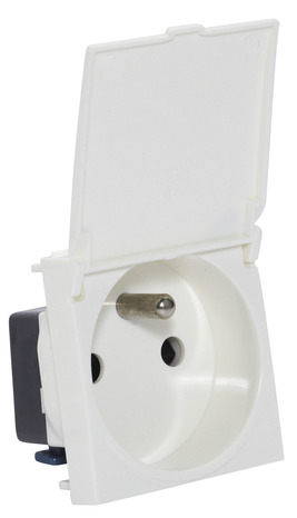 Prise avec terre + cache "Kobé" - Blanc - Brico Dépôt