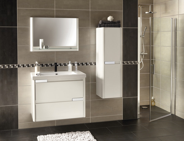 Miroir Salsa laqué blanc brillant L. 80 x H. 55 x P. 13,2 cm - Brico Dépôt