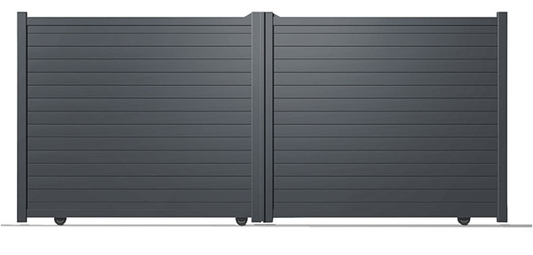 Portail coulissant aluminium gris anthracite "Santos" - L. 3,25 x H. 1,80 m - Brico Dépôt