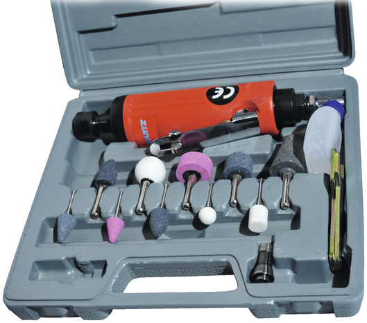 Coffret meuleuse droite avec 2 mandrins Ø 3-6 mm, 5 meules Ø 6 mm, 5 meules Ø 3 mm, 2400 tours/min. - Prodif - Brico Dépôt