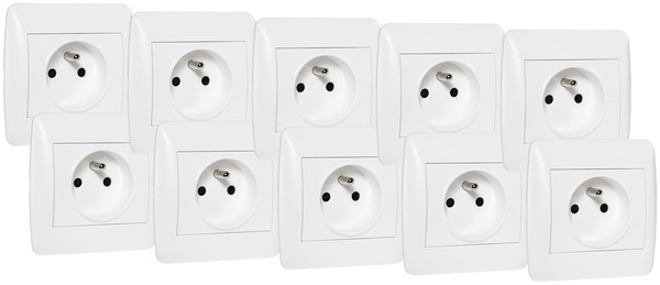 Lot 10 prises avec terre "OME" blanc - Brico Dépôt