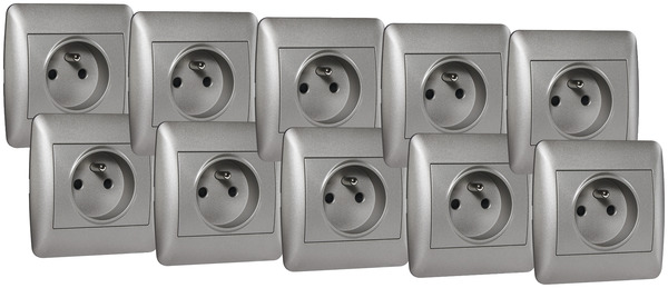 Lot 10 prises avec terre "OME" silver - Brico Dépôt