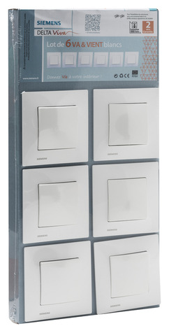 Lot 6 interrupteurs va-et-vient à clipser "Delta Viva" blanc - Siemens - Brico Dépôt