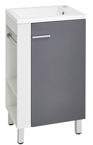 Meuble et miroir "Totem" blanc et gris brillant l. 50 X h. 85 X P. 33 cm - Brico Dépôt