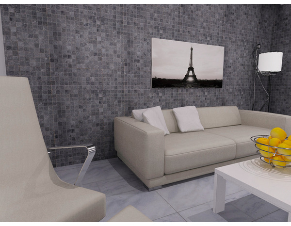 Mosaïque pierre naturelle marbre "King blue" gris anthracite - l. 30 x L. 30 cm - Carreaux 10 x 10 cm - Brico Dépôt