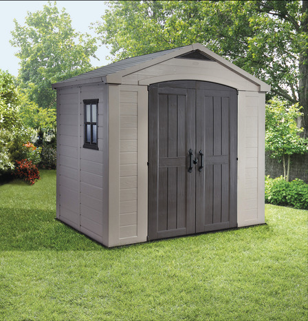 Abri de jardin imitation aspect bois beige "Factor" 4,5 m² - L. 2,56 x P. 1,82 x H. 2,43 m - Keter - Brico Dépôt